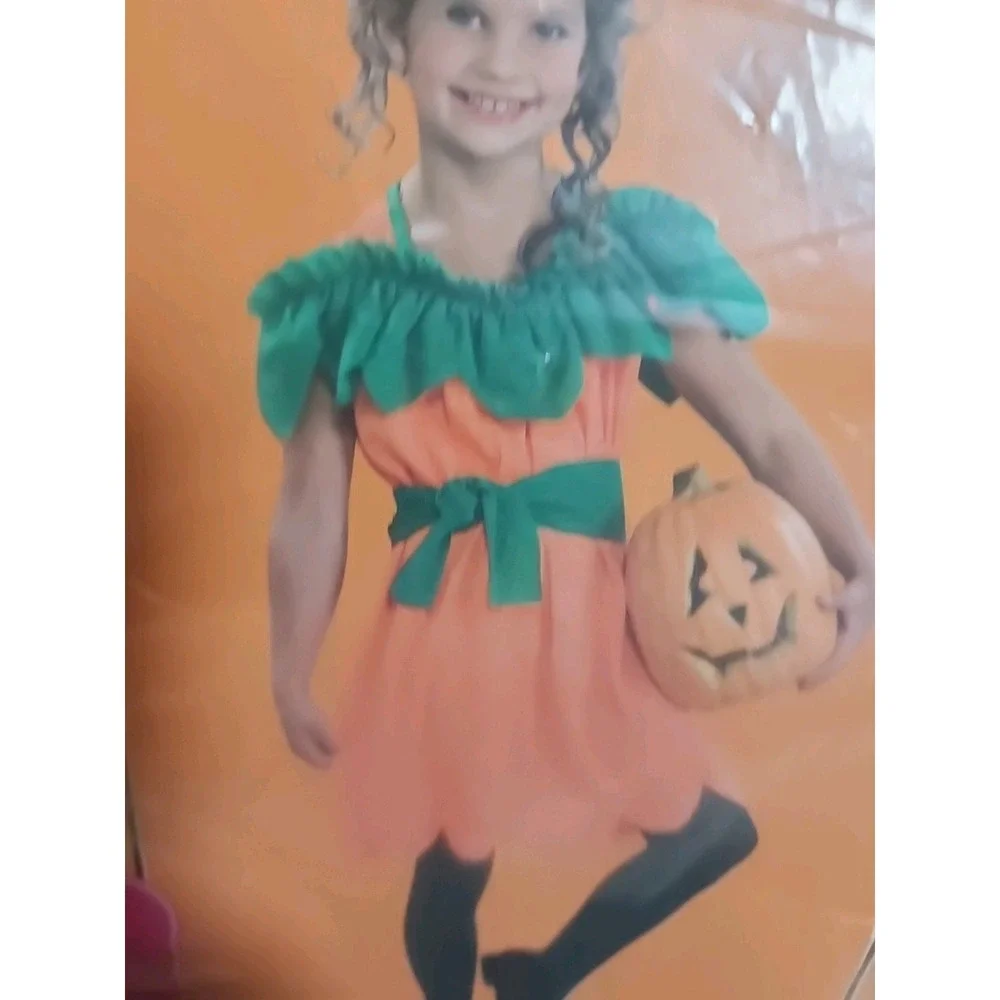 NEW Girl Halloween costume ~ children Pumpkin Princess dress LARGE 10-12